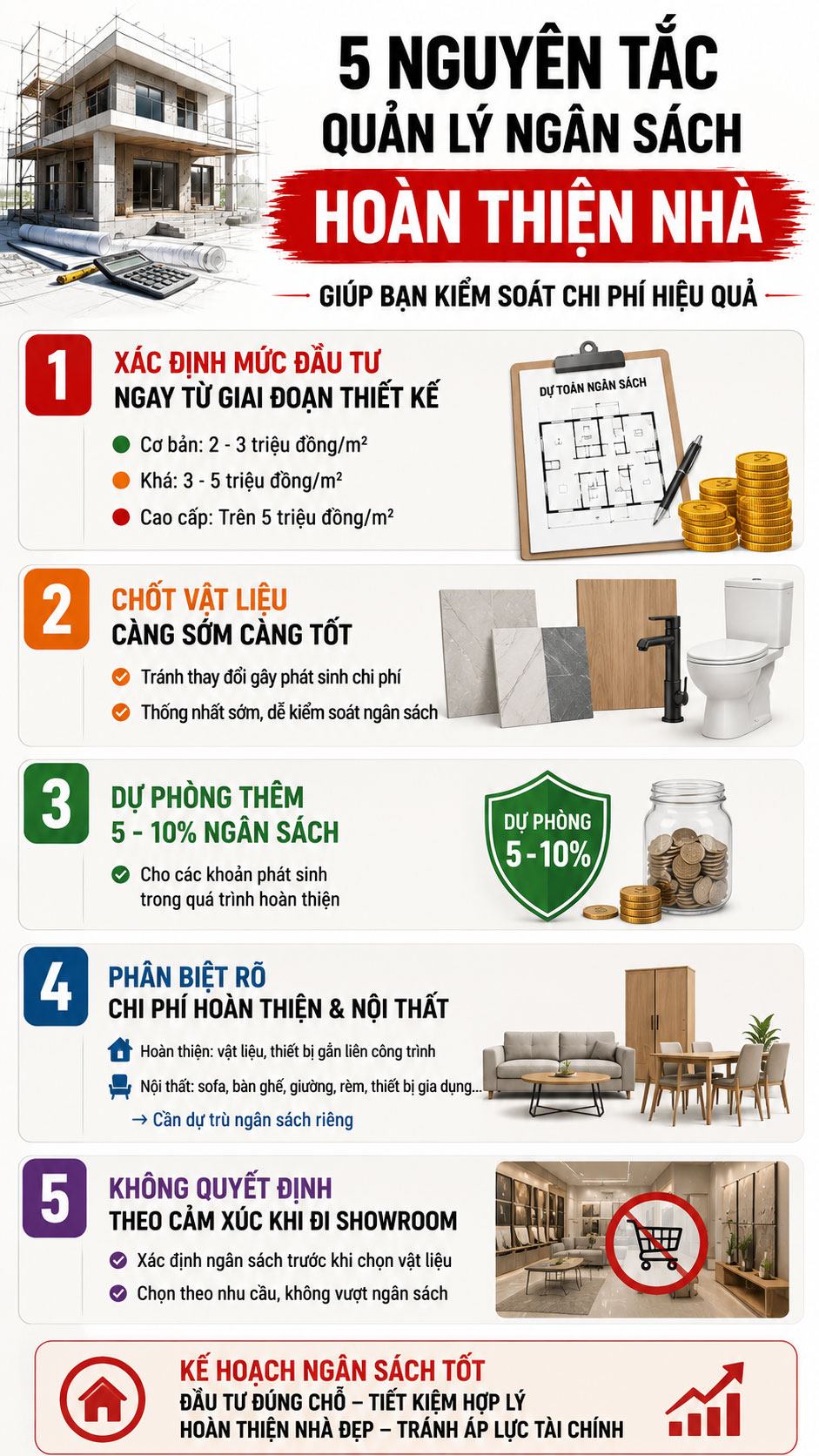Cách lập ngân sách hoàn thiện nhà để hạn chế phát sinh _ The Roof Builder