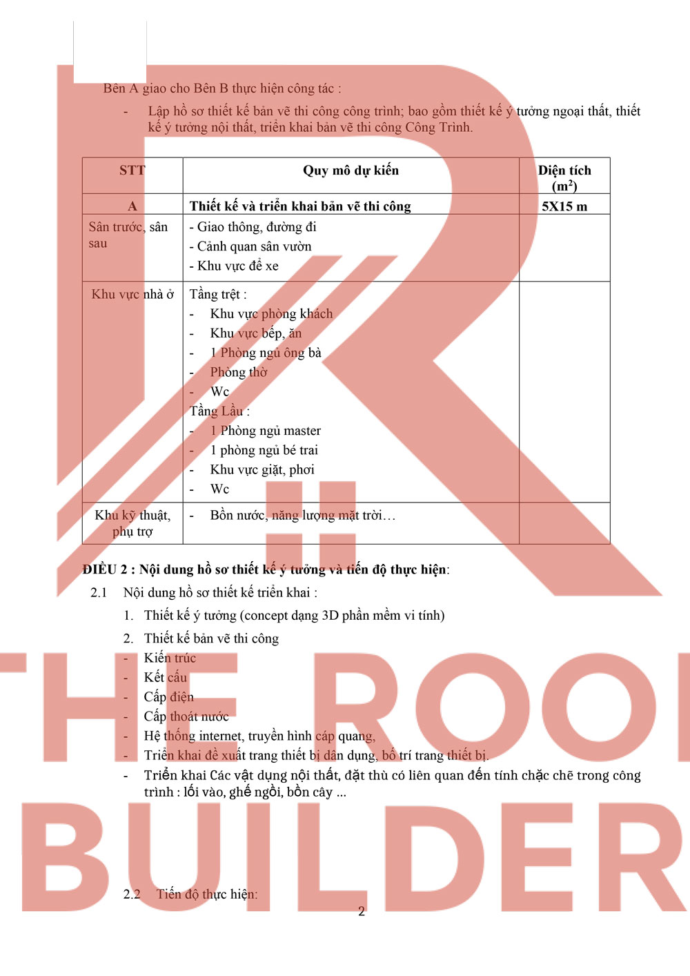 Hợp đồng tư vấn thiết kế xây dựng The Roof Builder trang 2