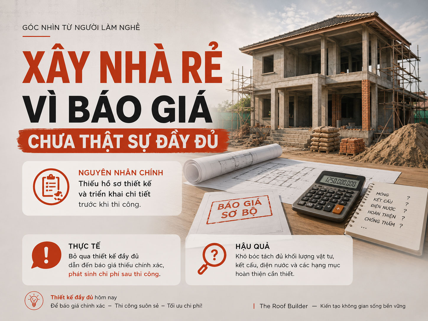 Rẻ vì không lựa chọn xây nhà trọn gói và báo giá chưa thật sự đầy đủ _The Roof Builder