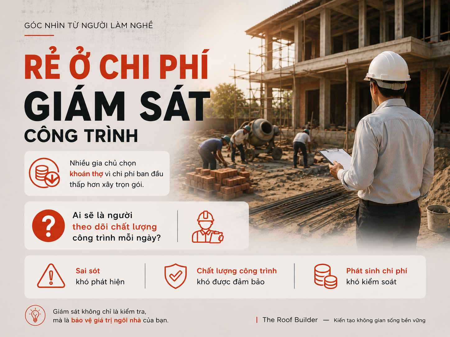 Xây nhà giá rẻ vì giảm chi phí giám sát công trình _ The Roof Builder