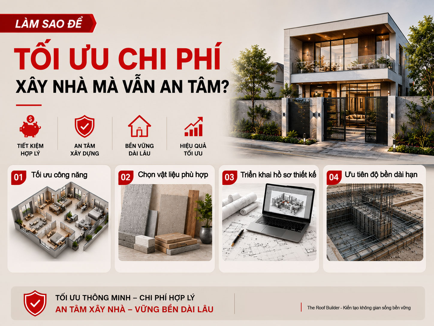 Làm sao để tối ưu chi phí xây nhà mà vẫn an tâm? _ The Roof Builder