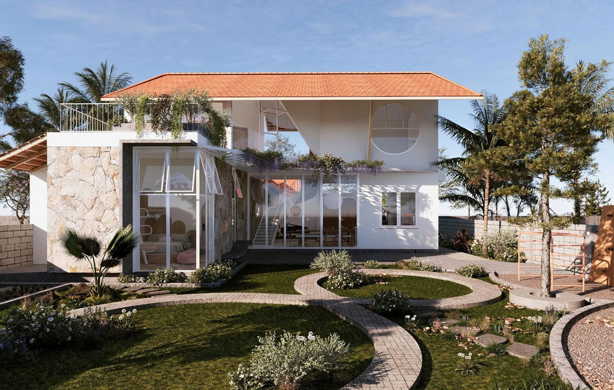 Mẫu ngôi nhà mái ngói hiện đại 2 tầng của The Roof Builder