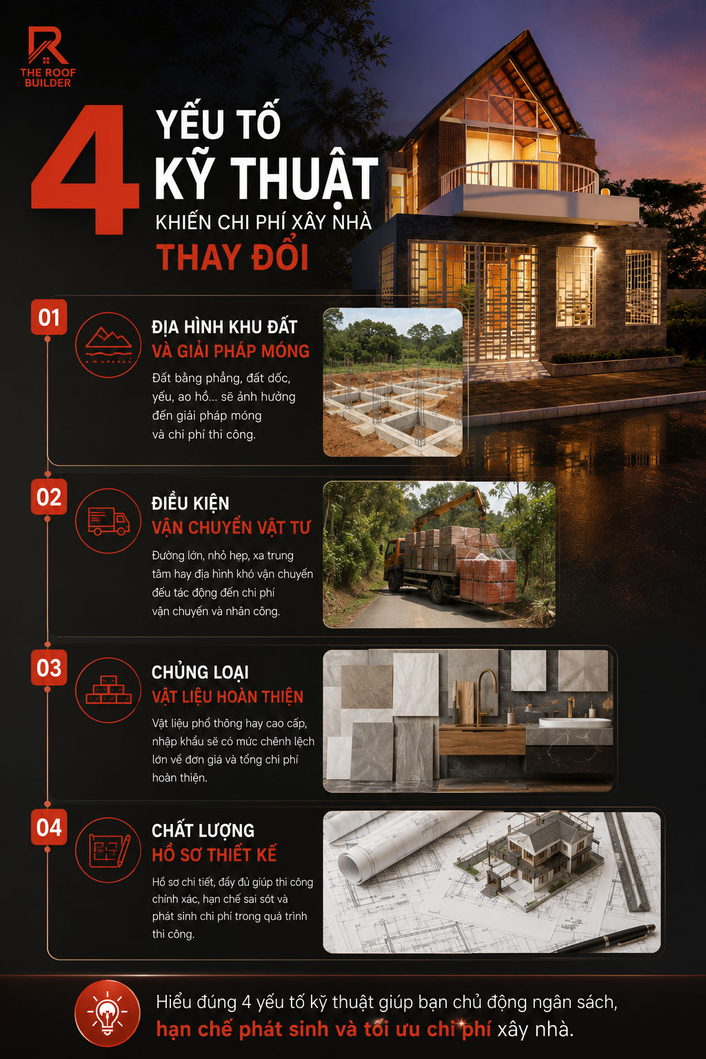 4 Yếu Tố Kỹ Thuật Khiến Chi Phí Xây Nhà Thay Đổi