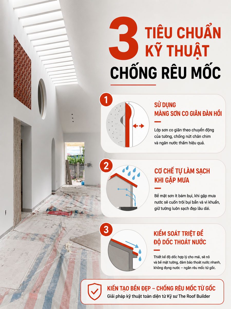 Giải Pháp Giữ Mặt Tường Không Rêu Mốc Dù Mưa Dồn Dập Kéo Dài
