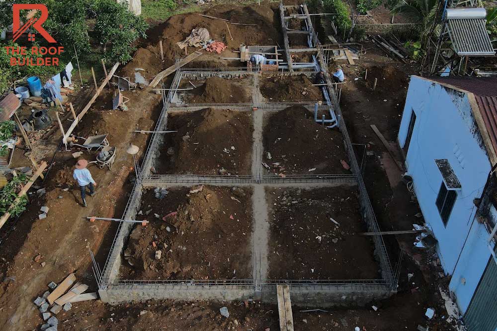 Bước 12: Gia công & Lắp dựng thép giằng móng _Quy trình thi công móng nhà trên nền dốc