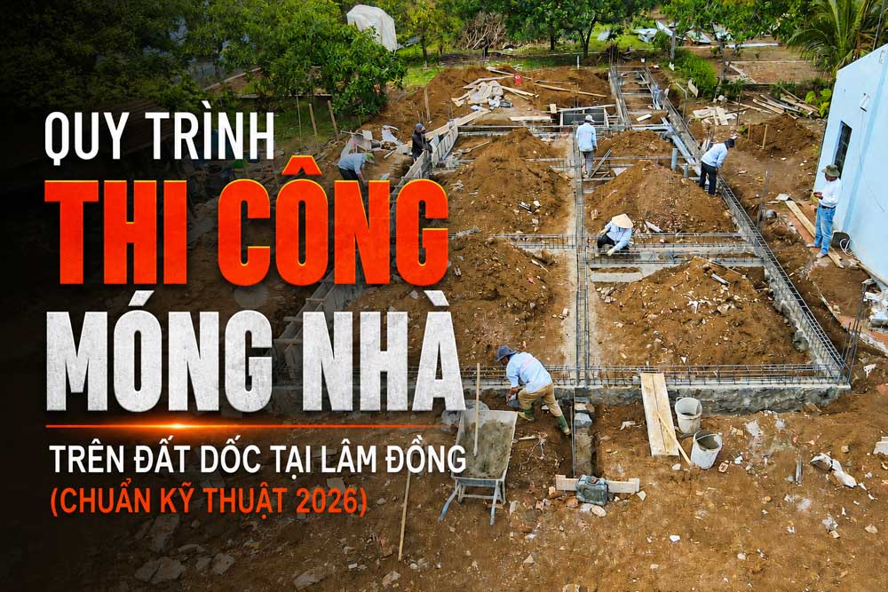 Quy Trình Thi Công Móng Nhà Trên Đất Dốc Tại Lâm Đồng (Chuẩn Kỹ Thuật 2026)