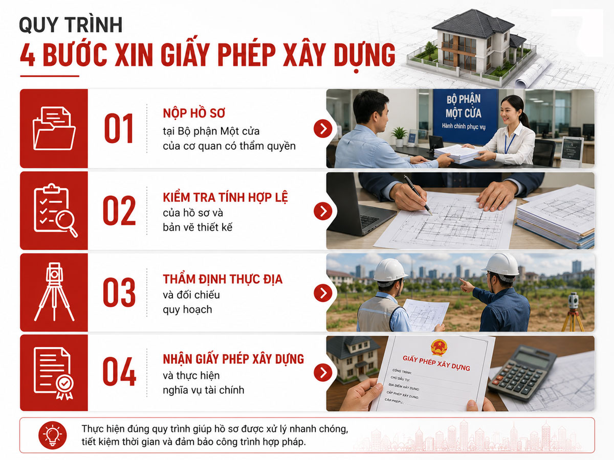 Quy Trình 4 Bước Xin Giấy Phép Xây Dựng Nhanh Chóng & Đúng Pháp Luật