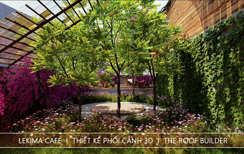 Phối cảnh 3D thiết kế cải tạo quán cafe Lekima bảo lộc của The Roof Builder_ hình 10